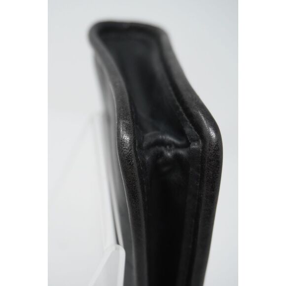 Coach Vintage Cosmetic Case Black Glove Tanned Leather Striped Canvas Lining - Picture 8 of 14